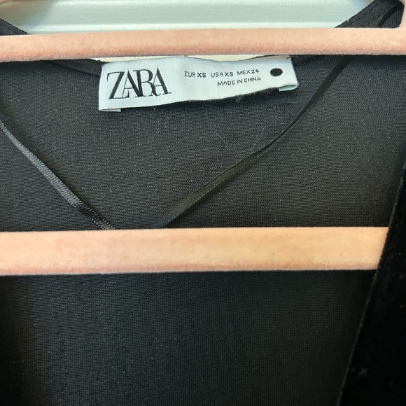 Zara long sleeve, ruched sleeve & waist velvet mini dress - Picture 3 of 3